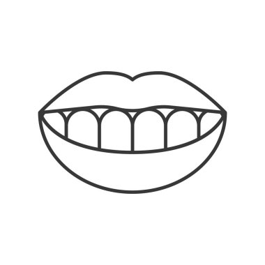 Dudaklı beyaz arka plan üzerinde sağlıklı dişler