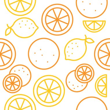 Açık renkli portakal ve limon simgeleri ile narenciye desen