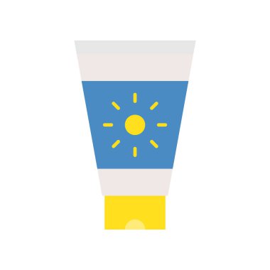 Güneş kremi yaz plaj düz simgesi