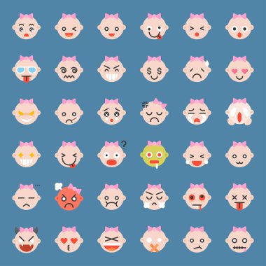 Bebeğin renkli arka plan üzerinde çeşitli duygular dizi vektör çizim