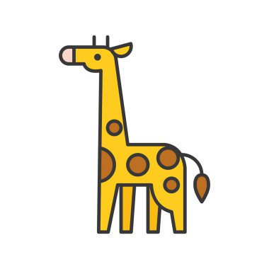 Beyaz arka plan üzerinde izole çizim zürafa