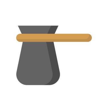 Türk kahvesi pot pişirme kap düz simgesi