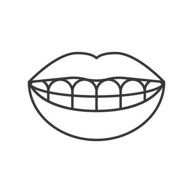 Dudaklı beyaz arka plan üzerinde sağlıklı dişler