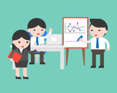 iş banner yapım tanıtımı, vektör çizim iş adamları ile