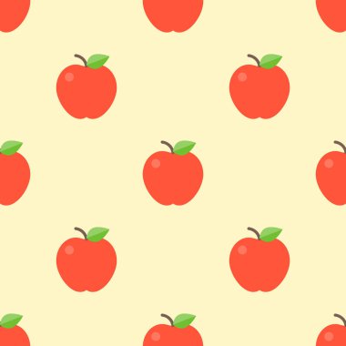 Bej renkli arka plan üzerinde kırmızı elma seamless modeli