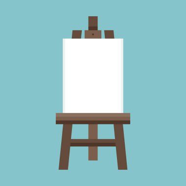 şövale için mavi arka plan boyama boş tuval ile