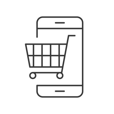 alışveriş sepeti ekran basit simgesini, vektör çizim, lojistik kavramı ile Smartphone
