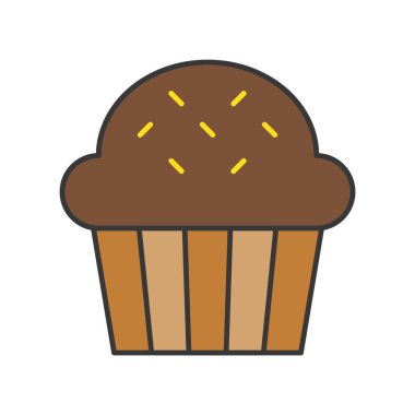 Çikolatalı kek, tatlı ve pasta ayarla, anahat simgesini dolu