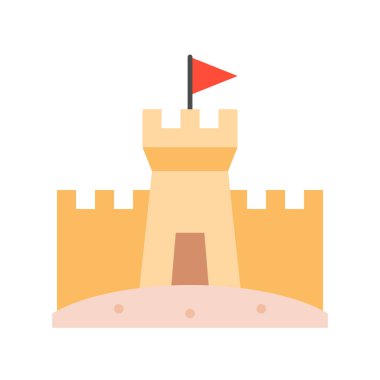 Sandcastle bayrak yaz plaj düz simgesi ile