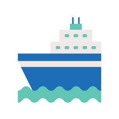 Liner ve dalga yaz plaj düz simgesi