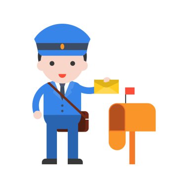 Beyaz arka plan üzerinde izole postacı vektör çizim