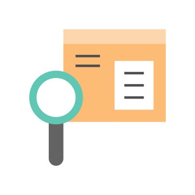 kutusu ve Büyüteç camı basit simgesi, vektör çizim, lojistik kavramı