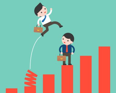 esmer işadamı meslektaşım üzerinde yeşil zemin üzerine kariyer basamaklarını atlama