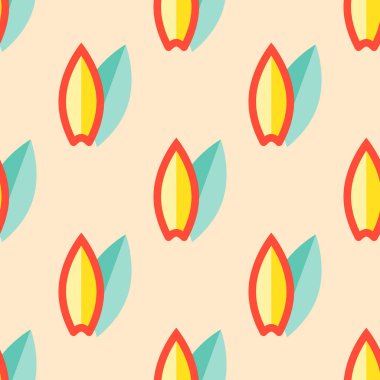 Bej renkli arka plan üzerinde sörf tahtası seamless modeli