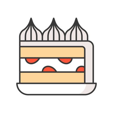 Çilekli kek, tatlı ve pasta ayarla, anahat simgesini dolu