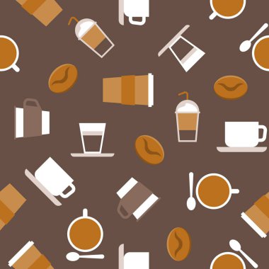 Kahve dishware kahverengi zemin üzerinde ürün yelpazesine
