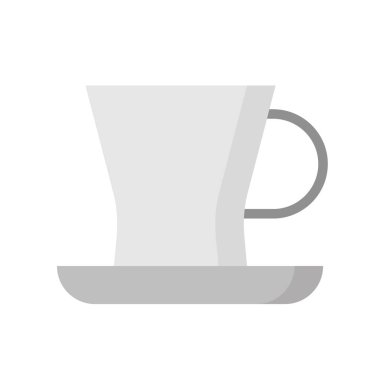 Kupası ve fincan tabağı düz simge vektör çizim 