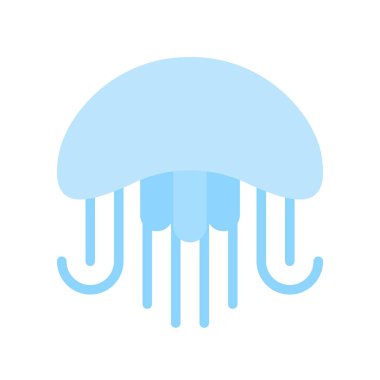 Mavi jöle balık yaz plaj düz simgesi