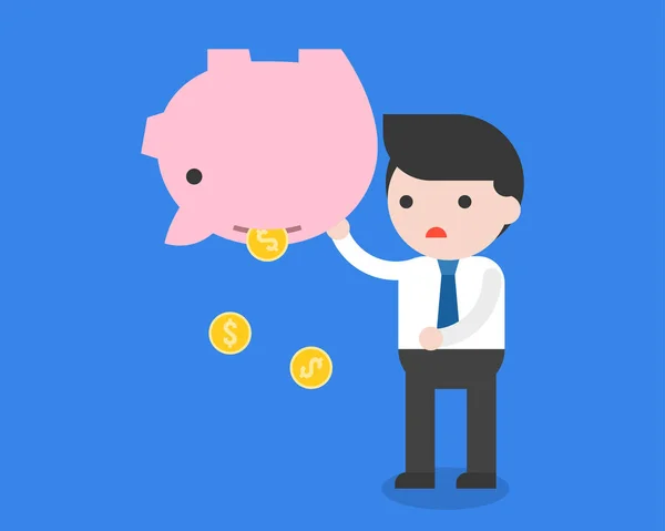 simple business banner with businessman with piggy bank, vector illustration