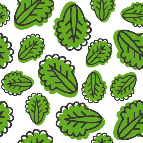 Vegetable Leaves Seamless Pattern White Background — Stock Vector