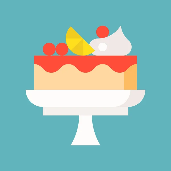 蛋糕在蛋糕立场上 糖果和糕点集 填充轮廓图标 — 图库矢量图片