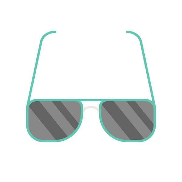 Zelené Brýle Letní Pláž Ploché Ikony — Stockový vektor