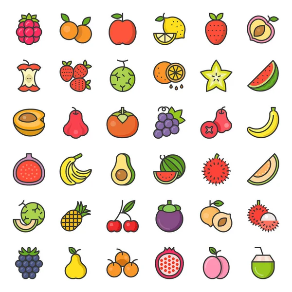 Ilustración Vectorial Del Patrón Fruta Color Fondo — Archivo Imágenes Vectoriales