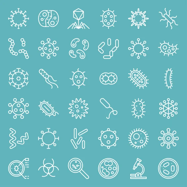 Ilustrasi Vektor Dari Set Berbagai Bakteri Latar Belakang Berwarna - Stok Vektor