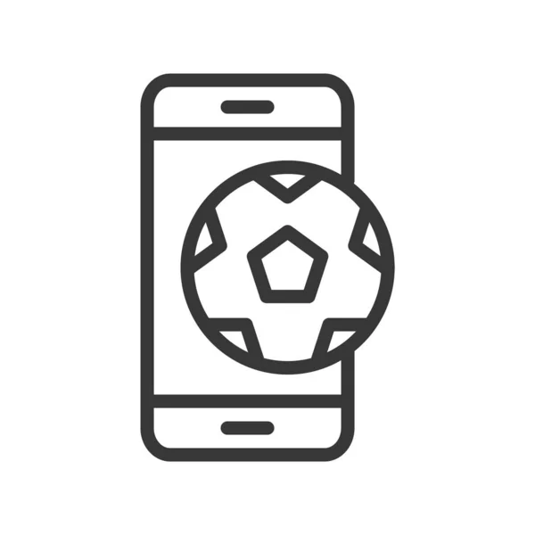 Football Soccer Sur Écran Mobile Application Icône Contour Streaming Direct — Image vectorielle