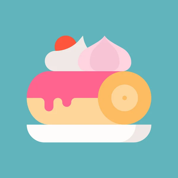 瑞士卷 糖果和糕点集 填充轮廓图标 — 图库矢量图片