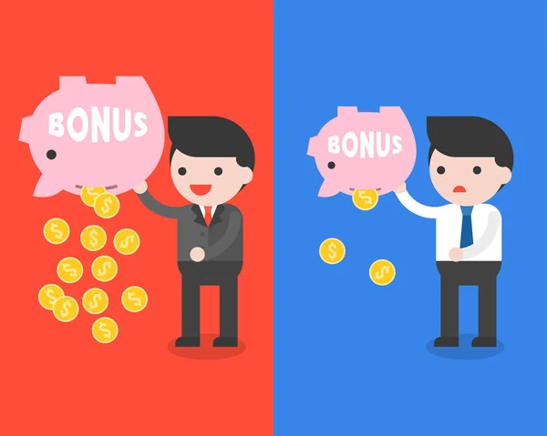 simple business banner with businessmen with bonus piggy banks, vector illustration