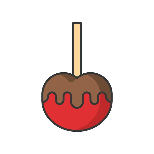 林檎飴 お菓子 ペストリー アウトライン アイコンをいっぱい — ストックベクタ