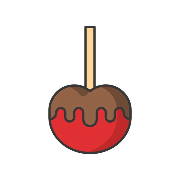 Karamel Apple Snoep Gebak Set Gevulde Omtrek Pictogram — Stockvector