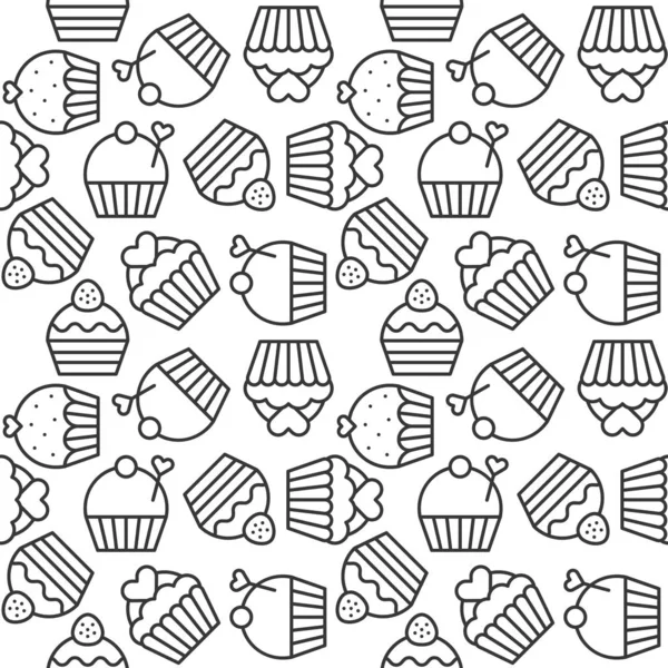 Icônes Cupcake Noir Blanc Sur Fond Blanc — Image vectorielle