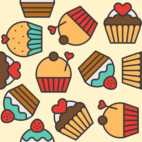 Iconos Cupcakes Multicolores Con Decoración Variada — Vector de stock