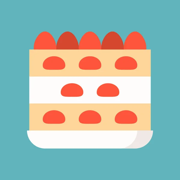 草莓奶油蛋糕 糖果和糕点套装 平面设计图标 — 图库矢量图片