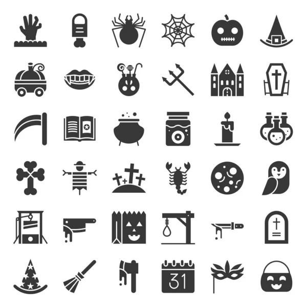 Icono Halloween Conjunto Elementos Diseño Plano — Vector de stock