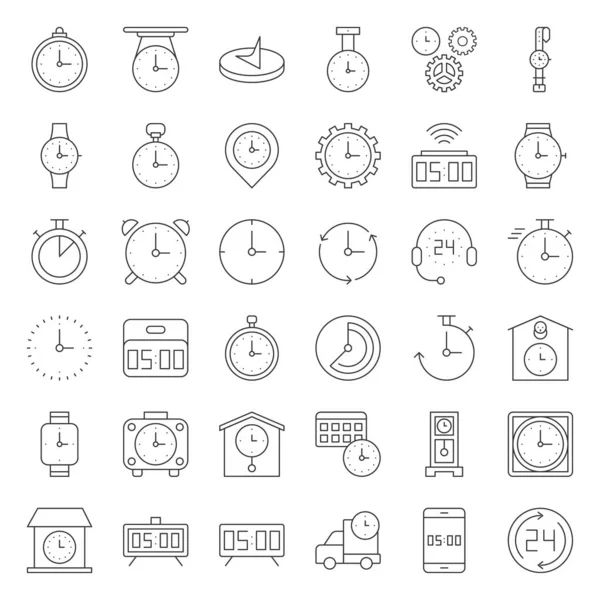 Collection Different Clocks Isolated White — Stock Vector