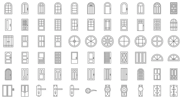 Колекція Дверей Вікон Ізольовані Білому — стоковий вектор