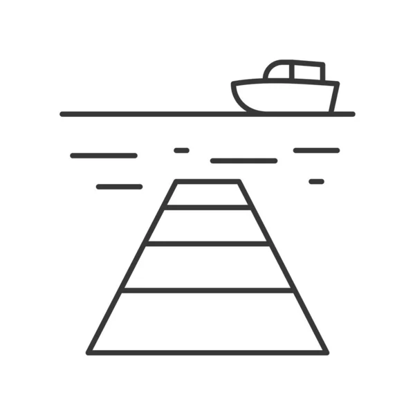 Illustrazione Della Barca Sull Acqua Mare Isolata Sul Bianco — Vettoriale Stock