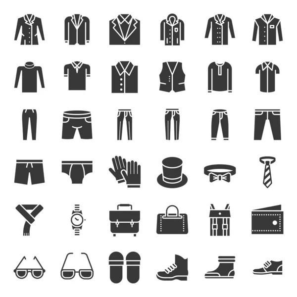 Male Clothes Accessories Flat Design Icon Set — Stock Vector