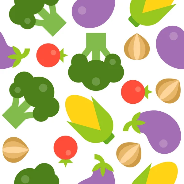 Assorted Colorful Vegetable Pattern White Background — Stock Vector