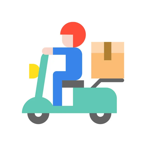 Levering Man Scooter Eenvoudig Pictogram Vector Illustratie Logistieke Concept — Stockvector