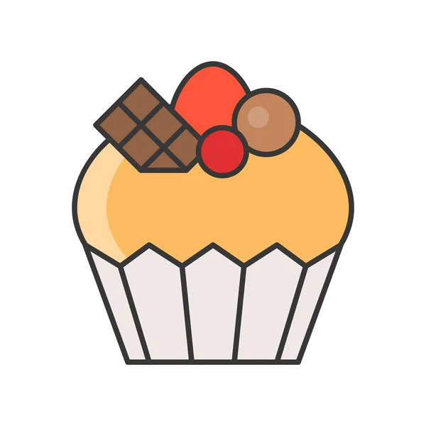 Ciasto Słodycze Ciasta Zestaw Wypełnione Ikonę Konturu — Wektor stockowy