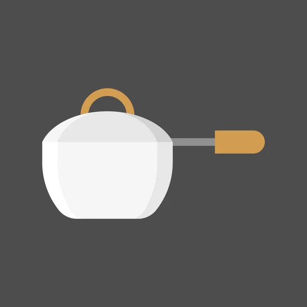 Sauce Pan Cooking Utensil Flat Icon — Stock Vector