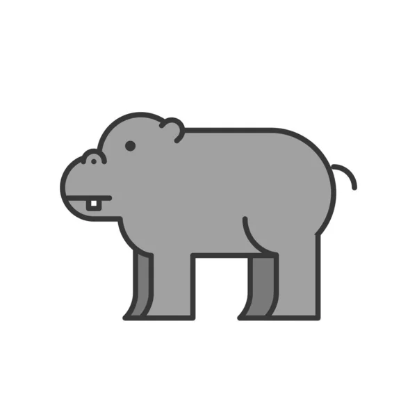 Ізольований Малюнок Гіпопотуму Білому Тлі — стоковий вектор
