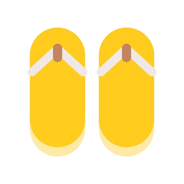 Kuning Flip Flops Musim Panas Ikon Datar Pantai - Stok Vektor