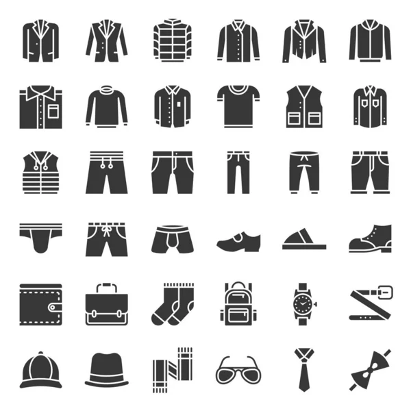 Male Clothes Accessories Flat Design Icon Set — Stock Vector