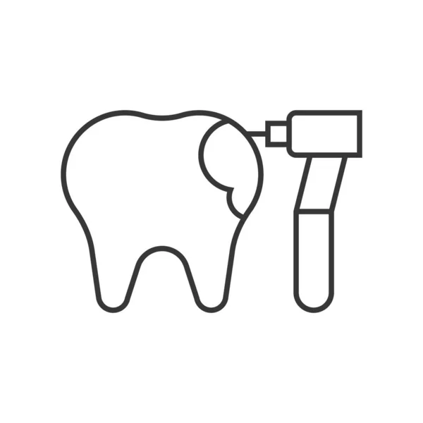 Schmerzender Zahn Mit Bohrmaschine Auf Weißem Hintergrund — Stockvektor