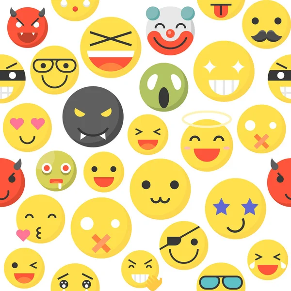 Sammlung Verschiedenfarbiger Emojis Mit Emotionen Isoliert Auf Weiß — Stockvektor